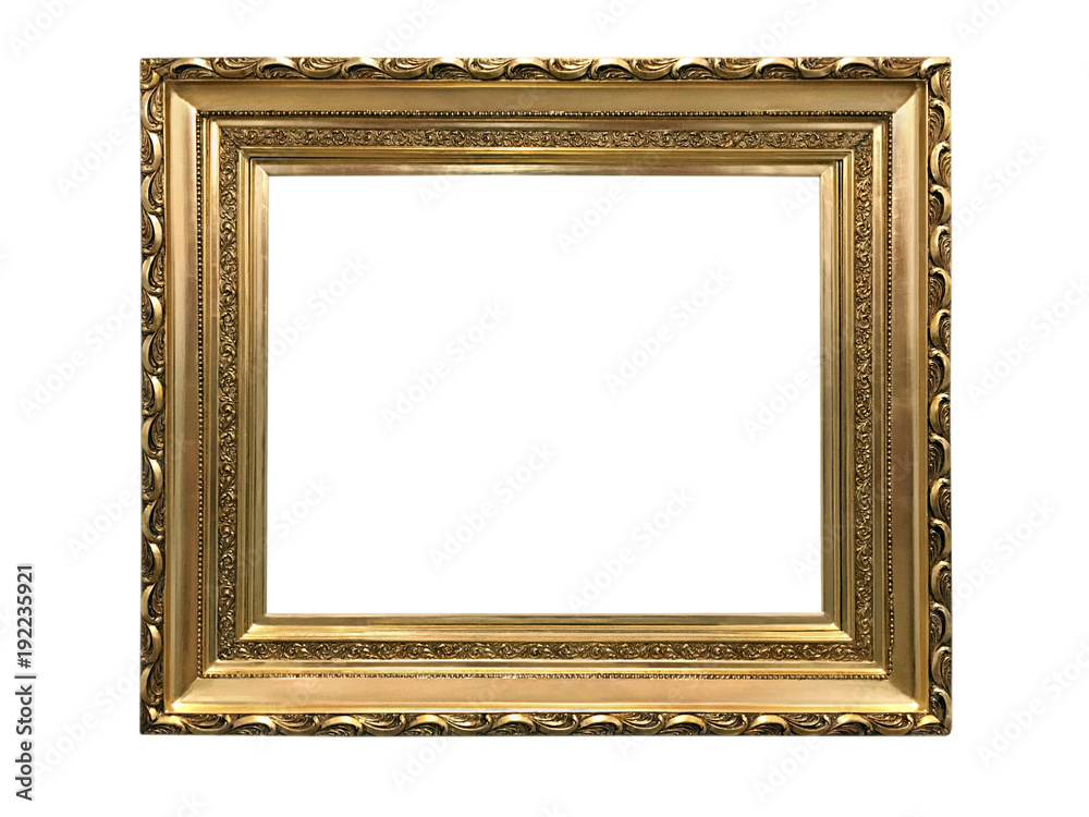 Fototapeta premium Golden vintage frame isolated on white background