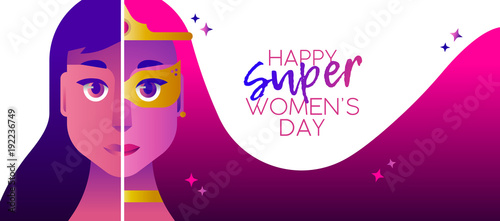 Superhero womens day 2018 heroine concept banner
