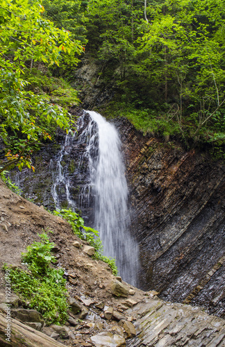 small  beautiful waterfall in the Carpathians