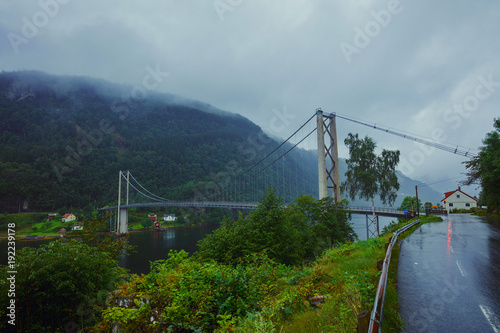 Typical Norwegian view of the bridge across the fjord.