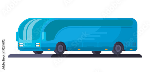 Intercity or tourist bus. Transport for transportation of passangers and intercity communications. Flat vector illustration isolated on white background.