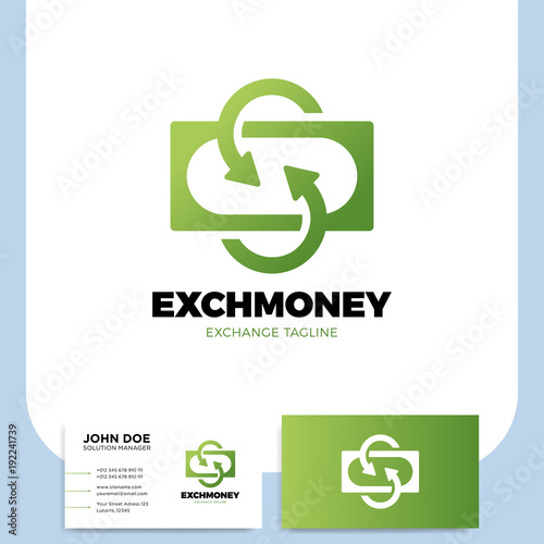 Exchange letter S and Arrow logo. Financial services cash back concept money refund return