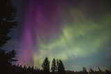 Beautiful aurora borealis, nothern lights in Karelia, Russia