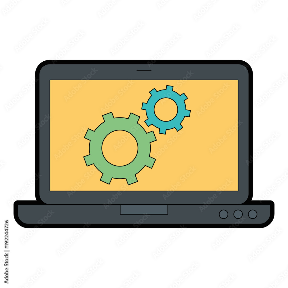 laptop computer with gears vector illustration design laptop computer with gears vector illustration design