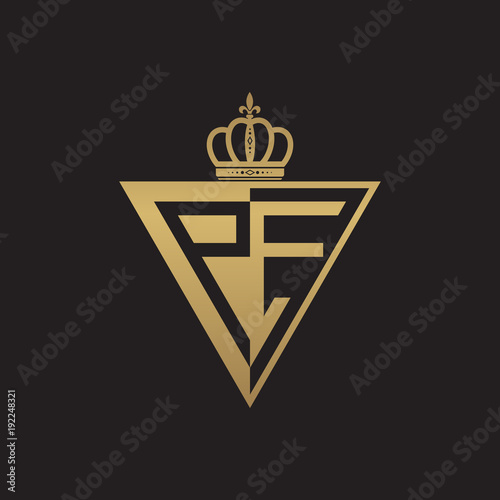 initial two letter half logo triangle gold