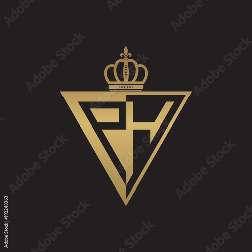 initial two letter half logo triangle gold