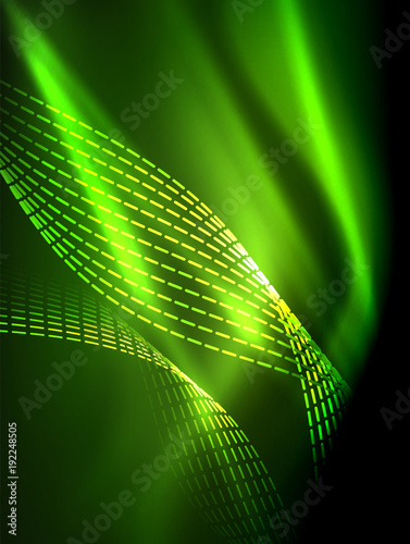 Elegant neon flowing stripes, smooth waves with light effects