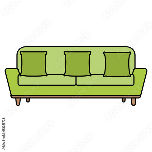 comfortable sofa with pillow vector illustration design