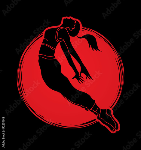 Street dance, B boys dance, Hip Hop Dancing action designed on sunset background graphic vector