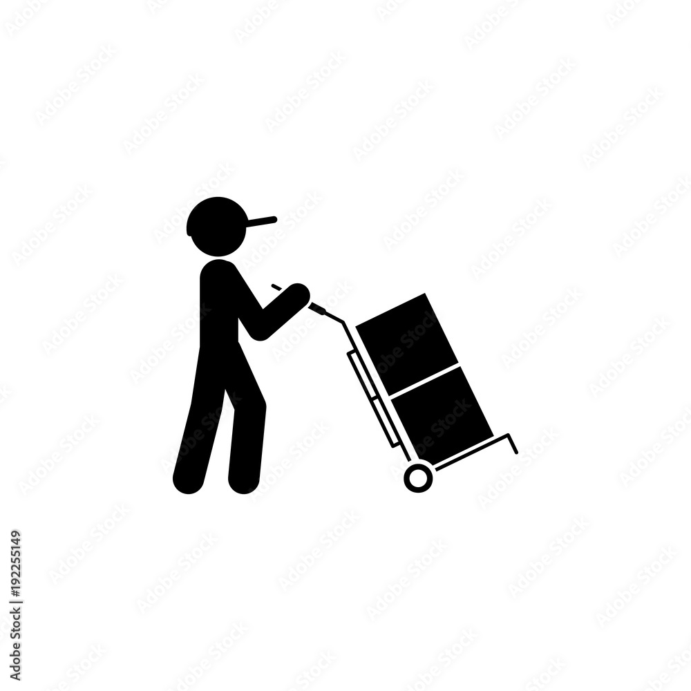 man drives packing boxes in a cart icon. Element of logistic for mobile concept and web apps. Icon for website design and development, app development. Premium icon