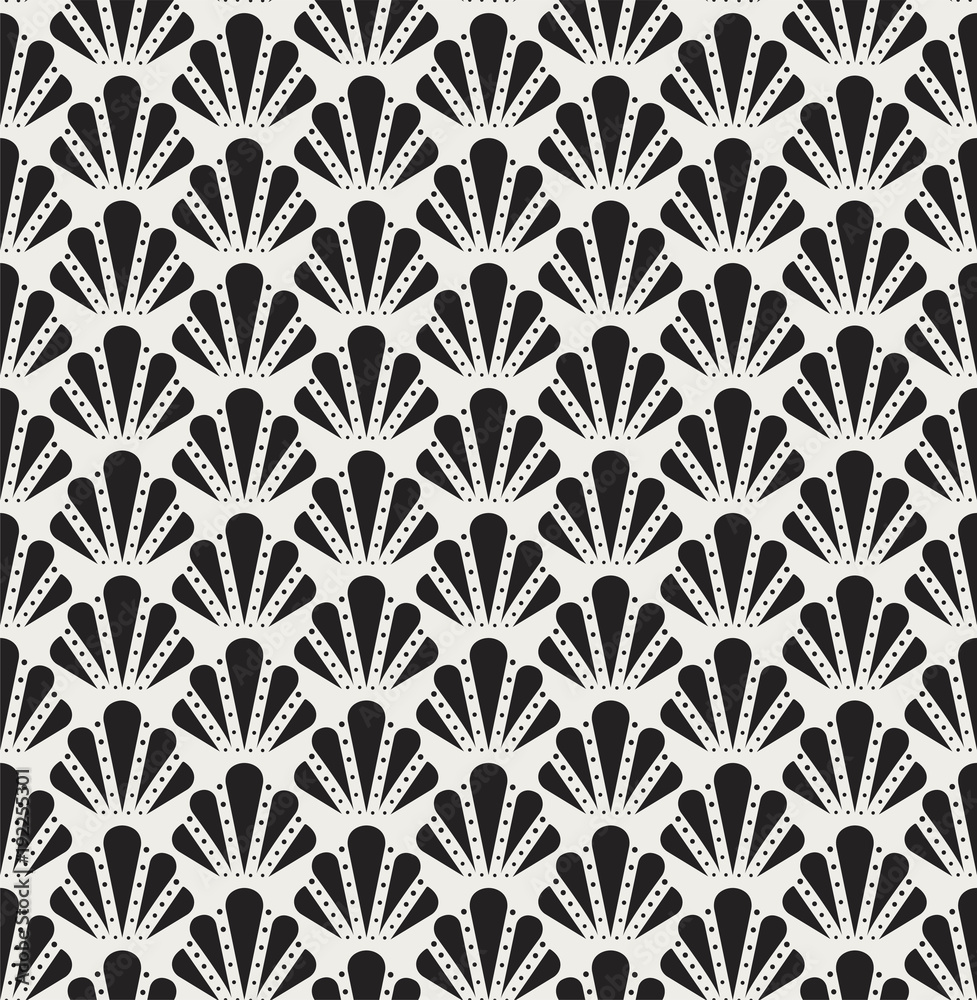 Vintage Art Deco Seamless Pattern. Geometric decorative with shell texture. Retro background.