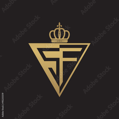 initial two letter half logo triangle gold
