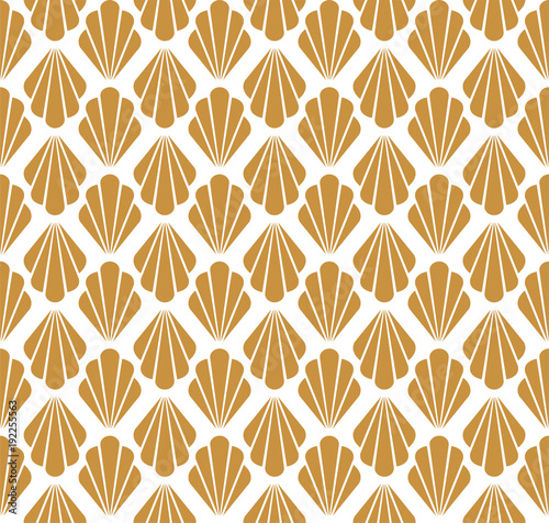 Vintage Shell Art Deco Seamless Pattern. Geometric decorative texture. 