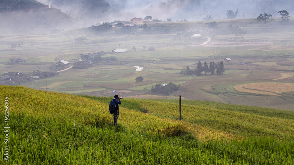 Photographers Travel Photography The rice terraces in the valley fog in the morning. In Vietnam