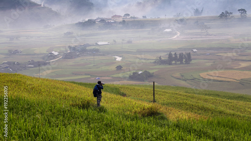 Photographers Travel Photography The rice terraces in the valley fog in the morning. In Vietnam © EmmaStock