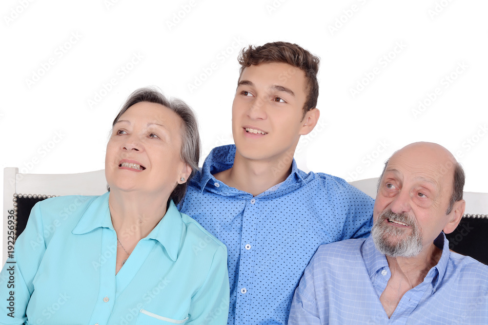 Portrait of smiling grandson with his grandparents Portrait of smiling grandson with his grandparents