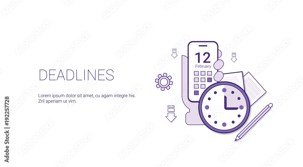 Deadlines Web Banner With Copy Space Business Time Management Schedule Concept Vector Illustration Deadlines Web Banner With Copy Space Business Time Management Schedule Concept Vector Illustration