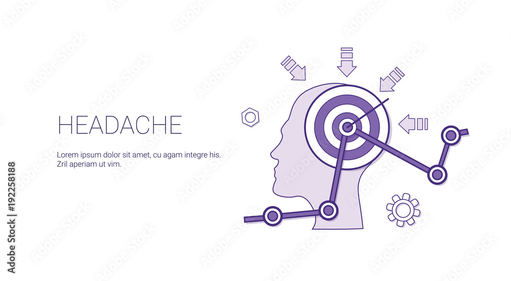 Headache Web Banner With Copy Space Health Care Concept Vector Illustration Headache Web Banner With Copy Space Health Care Concept Vector Illustration