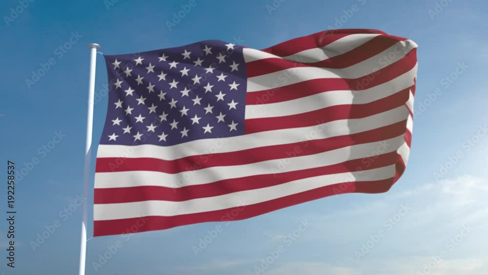 50fps seamless looping USA flag in 4k, alpha channel included as matte. Beautiful detailed fabric waving in the wind. 4k. Slow motion in 25fps