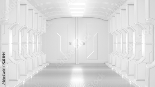 science lap  sci-fi corridor white color