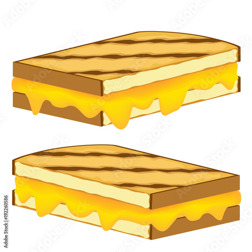 Grilled Cheese Sandwich Isolated on White