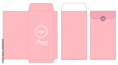 envelope die cut mock up template vector