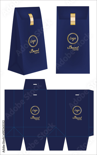 paper bag die cut mock up template vector