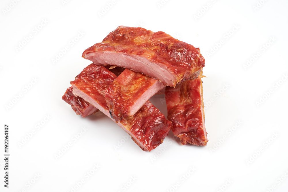 Grilled pork ribs isolated on white background
