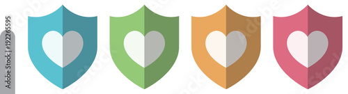 Shield Icon Set - Heart
