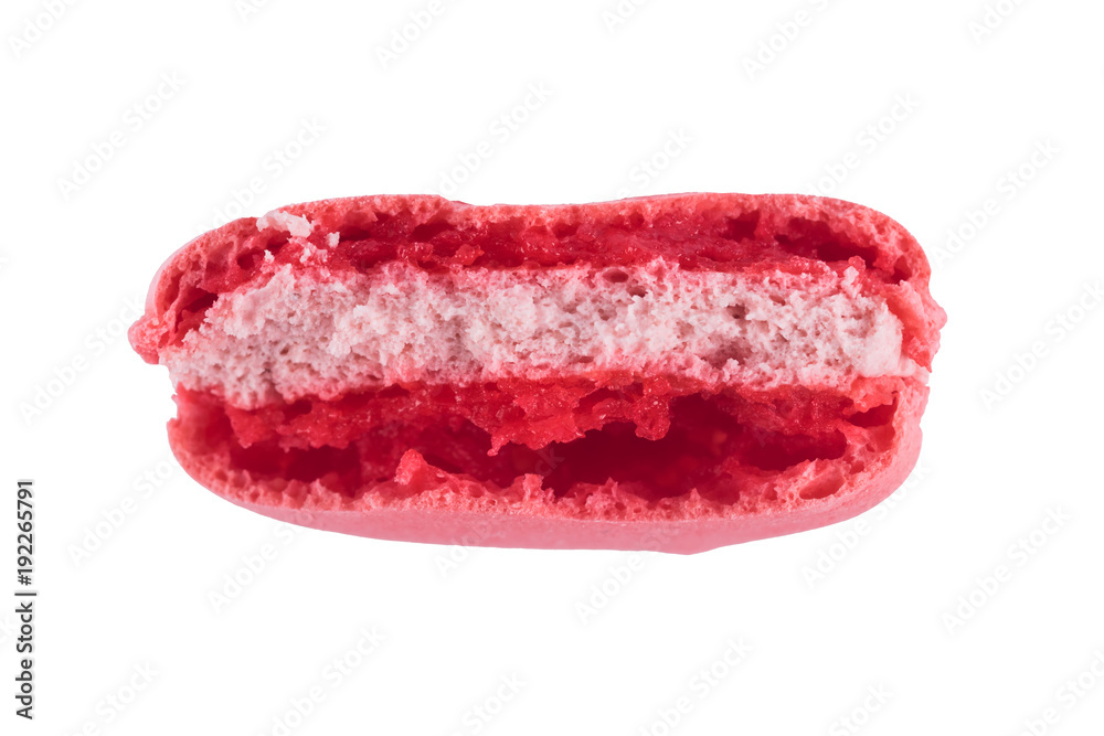 bitten pink cherry cookies isolated on white bitten pink cherry cookies isolated on white