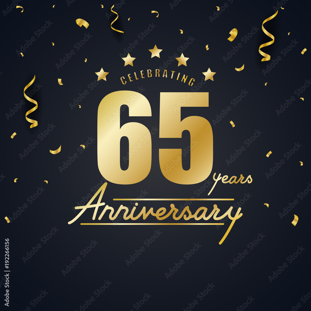 Anniversary celebration design with gold confetti Anniversary celebration design with gold confetti