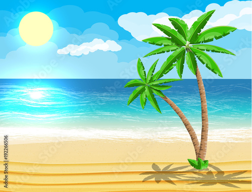 Landscape of palm tree on beach
