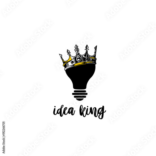 Creative idea king vector illustration, crown on bulb vector illustration.