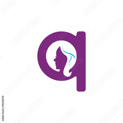 q Letter Face Women Logo photo