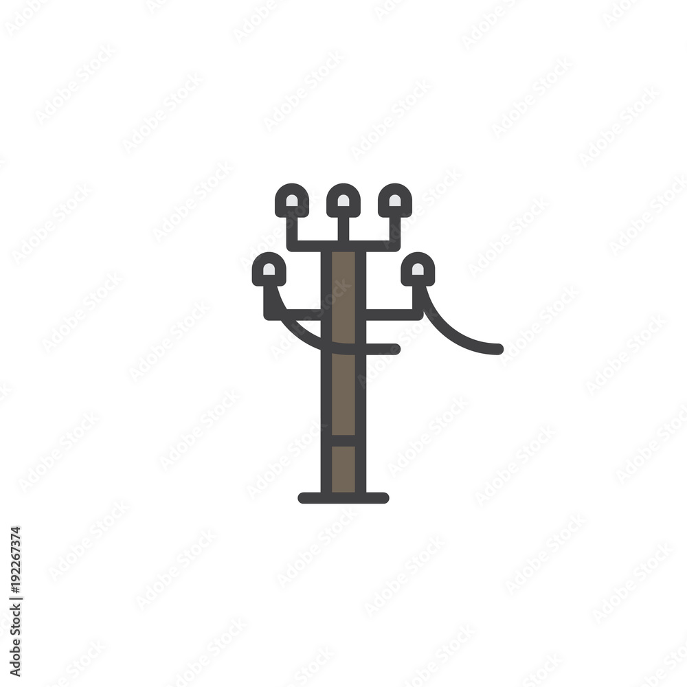 Tower electricity supply filled outline icon, line vector sign, linear colorful pictogram isolated on white. High voltage power lines symbol, logo illustration. Pixel perfect vector graphics Tower electricity supply filled outline icon, line vector sign, linear colorful pictogram isolated on white. High voltage power lines symbol, logo illustration. Pixel perfect vector graphics