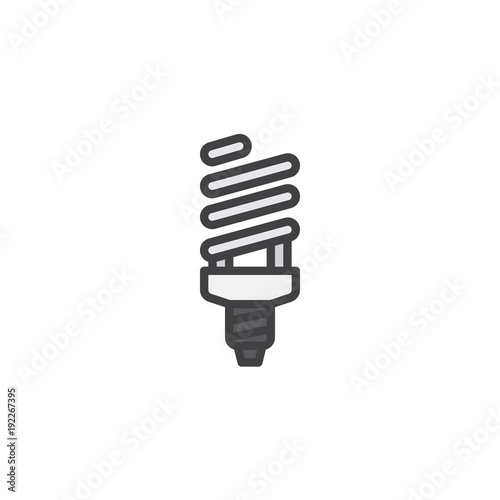 Fluorescent lamp filled outline icon, line vector sign, linear colorful pictogram isolated on white. Powersave light bulb symbol, logo illustration. Pixel perfect vector graphics