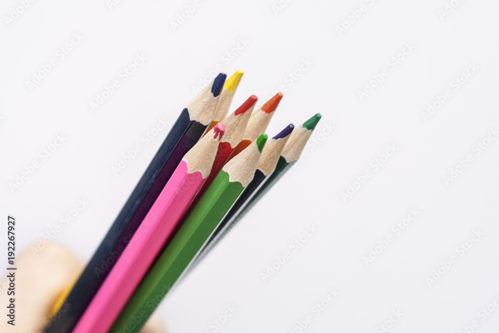 Bright colored pencils on a white background. Mocap Bright colored pencils on a white background. Mocap
