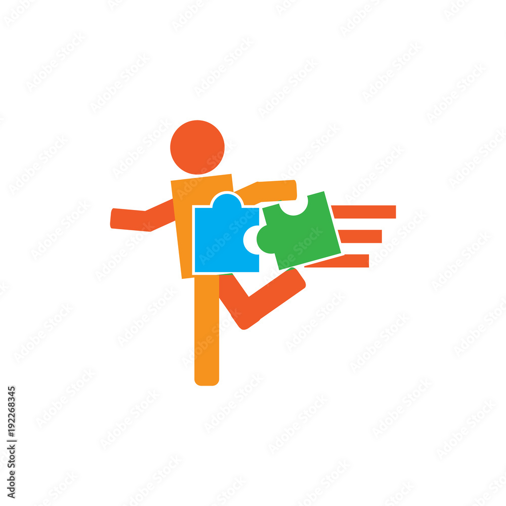 Puzzle Run Logo Icon Design Puzzle Run Logo Icon Design