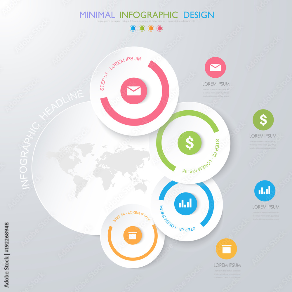 Business infographic template the concept is circle option step with full color icon can be used for diagram info graph chart business presentation or web , Vector design element illustration Business infographic template the concept is circle option step with full color icon can be used for diagram info graph chart business presentation or web , Vector design element illustration