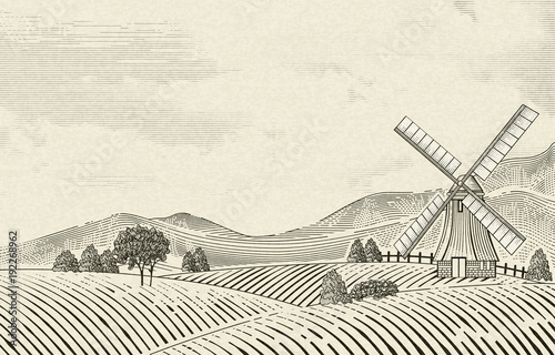 Retro countryside scenery