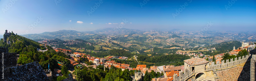 panorama from the top of the castle of San Marino.