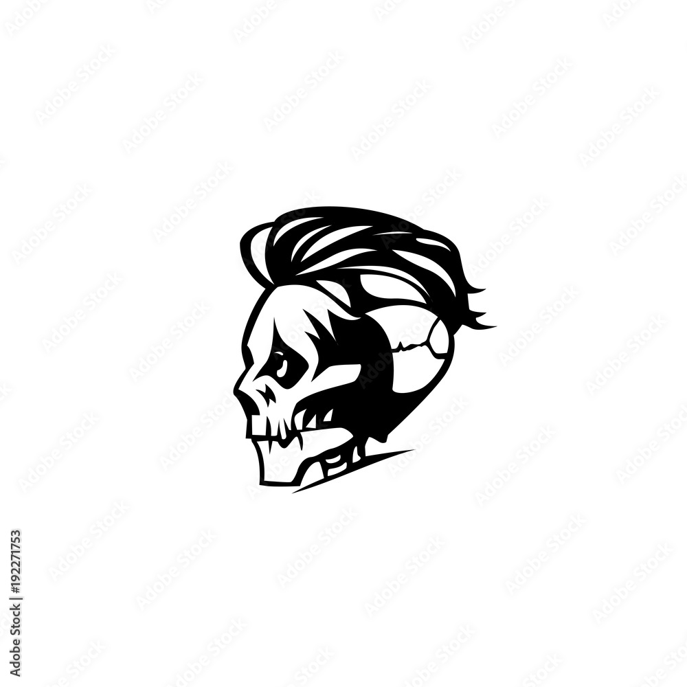 The man skull with hair vector illustration