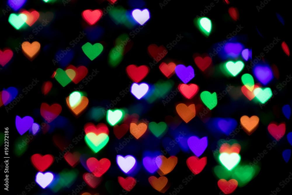 colorful heart bokeh background. Valentine's day background