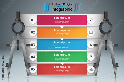 Dividers, compas - business paper infographic Vector eps 10
