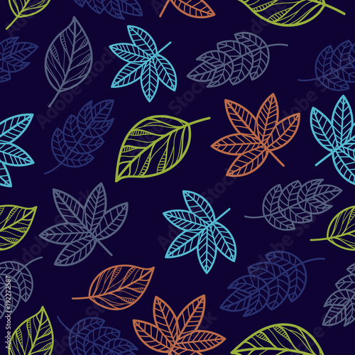 autumn leaf vintage seamless pattern