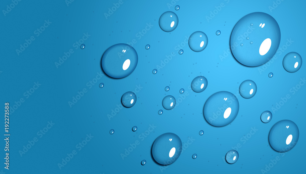 Wassertropfen Illustration mit Reflektionen auf blauem Hintergrund