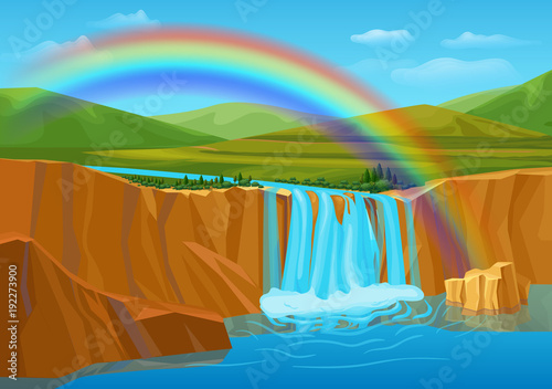 Cartoon Spring Nature Landscape Template