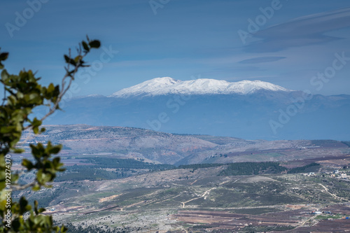 View of Mount Hermon From Mount Meron Israel photo