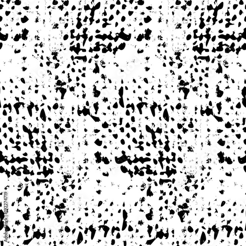 Black and White Seamless Grunge Dust Messy Pattern. Easy To Create Abstract Vintage, Dotted, Scratched Effect With Grain And Noise. Aged Design Element. Black and White Vector