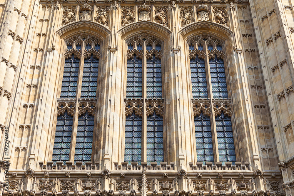 Palace of Westminster, parliament, facade, London, United Kingdom, England.